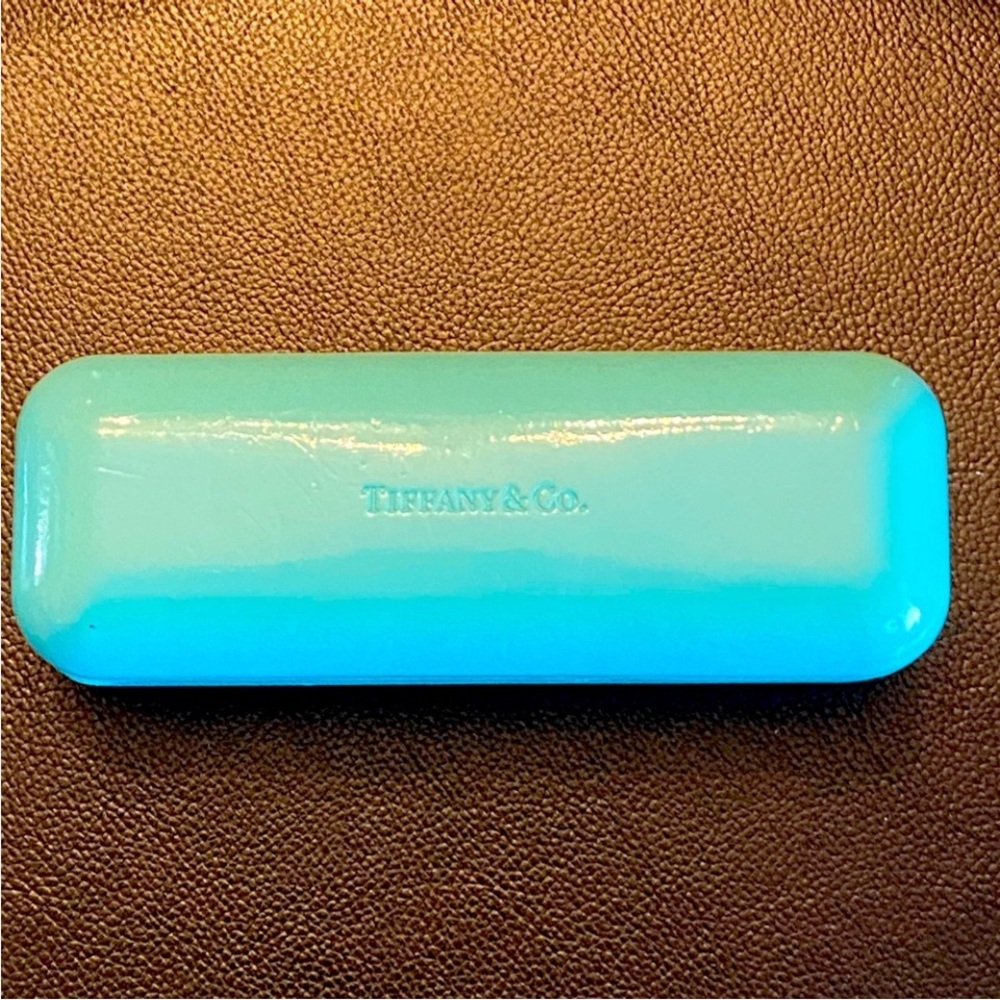 Tiffany & Co Turquoise Blue Eyeglass Hard Case Excellent Cond  Makeup Tampon NEW
